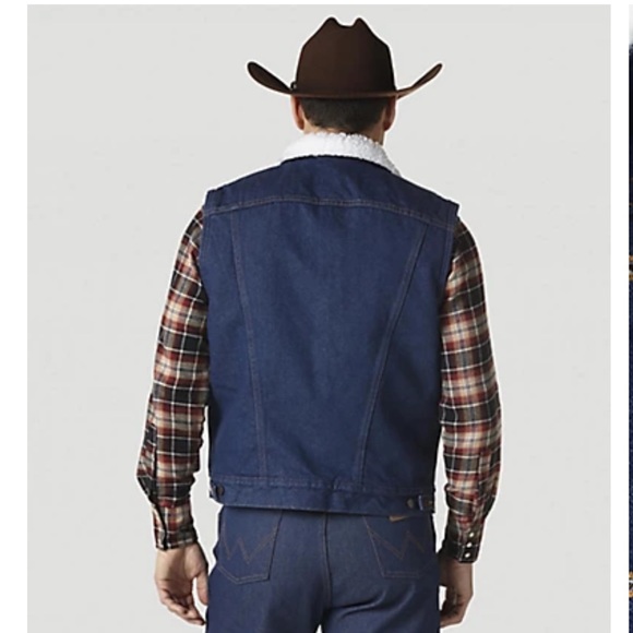 Wrangler Men’s Sherpa Lined Denim Vest - Picture 2 of 9